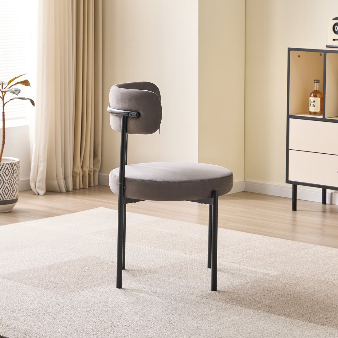 LUXE DINING set-VELVET - DARK GREY-BLACK