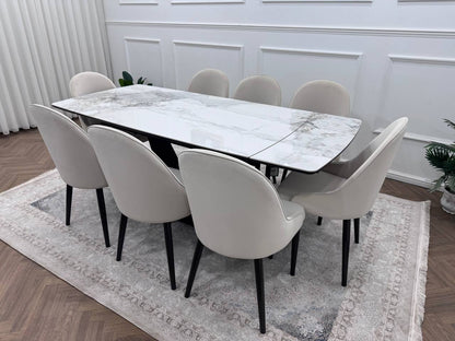 LUMIA EXTEND DINING SET WITH CLARA CHAIRS – BLACK LEGS
