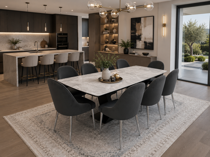 CLARA DINING TABLE SET -SILVER
