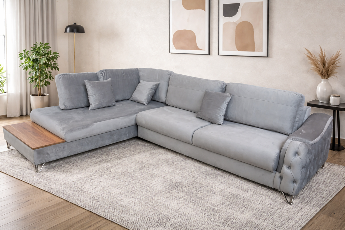 Victoria Corner Sofa Bed with Storage - Velvet