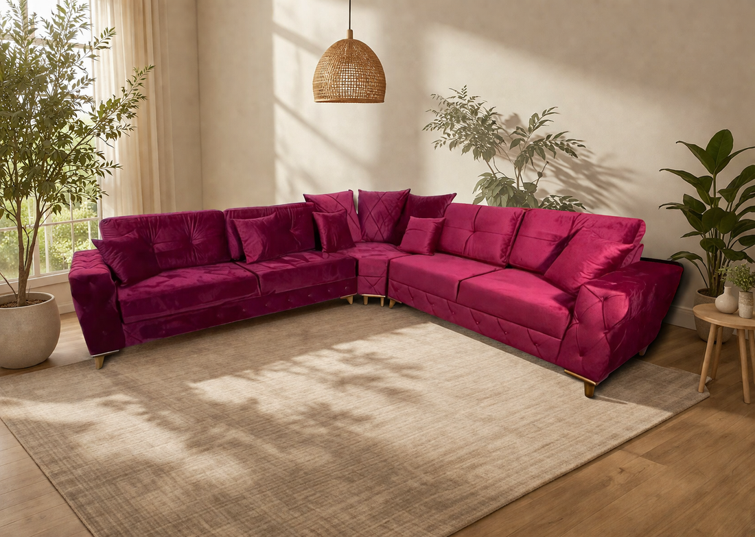 Lovely Corner Sofa- Velvet Corner Sofa Bed With Storage