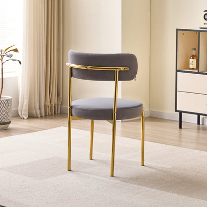 LUXE DINING SET-VELVET-LIGHT GREY-GOLD