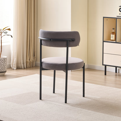 LUXE DINING SET-VELVET-LIGHT GREY-BLACK