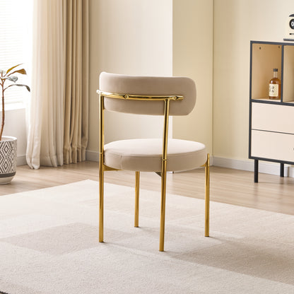 LUXE DINING SET-VELVET-BEIGI-GOLD