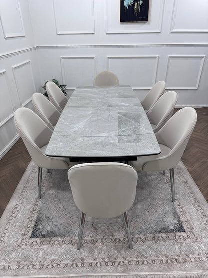 CLARA DINING TABLE SET -SILVER