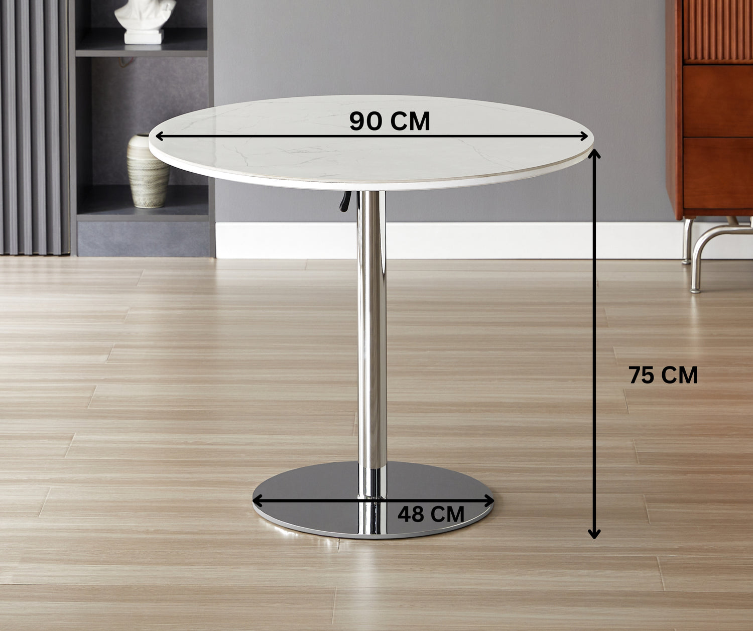 LUXE ROUND DINING TABLE – Silver Finish