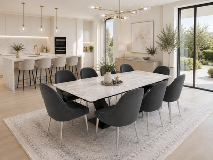 CLARA DINING TABLE SET -SILVER