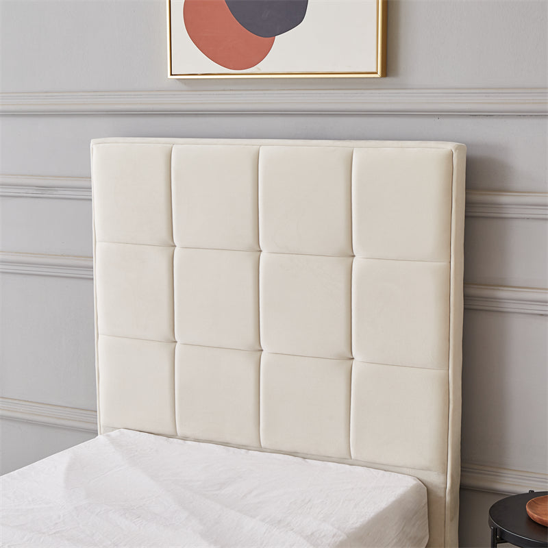 Cube Square Velvet Ottoman Storage Bed Frame with Gas Lift Storage