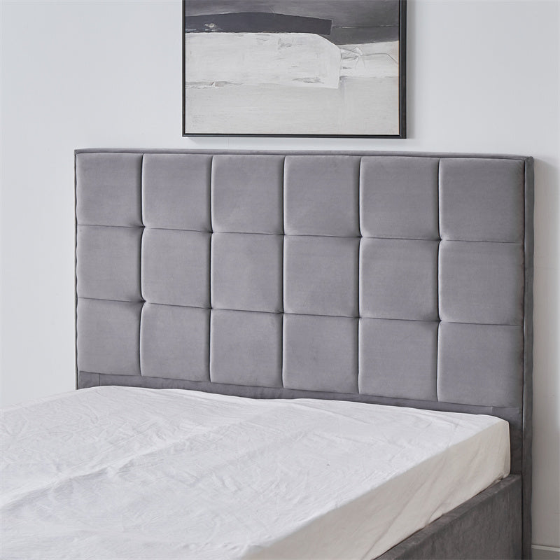 Cube Square Velvet Ottoman Storage Bed Frame with Gas Lift Storage