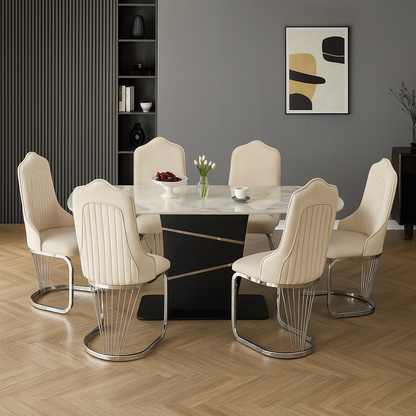 King Marble Dining Table Oval