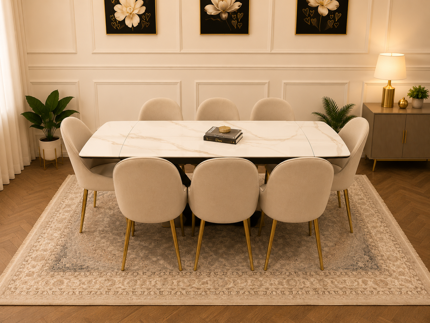 CLARA DINING TABLE SET - GOLD