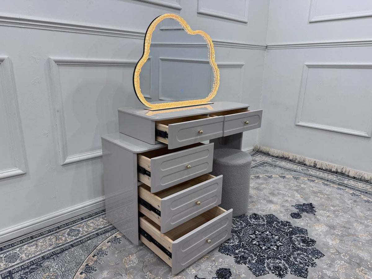Elan Luxury Dressing Table with LED Mirror &amp; Stool