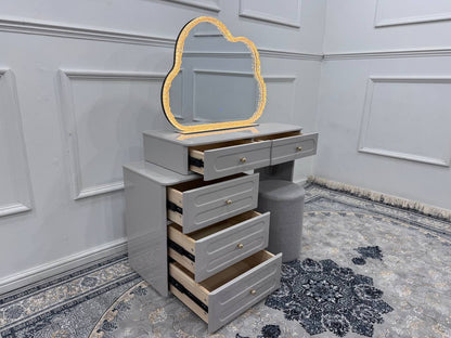 Elan Luxury Dressing Table with LED Mirror &amp; Stool