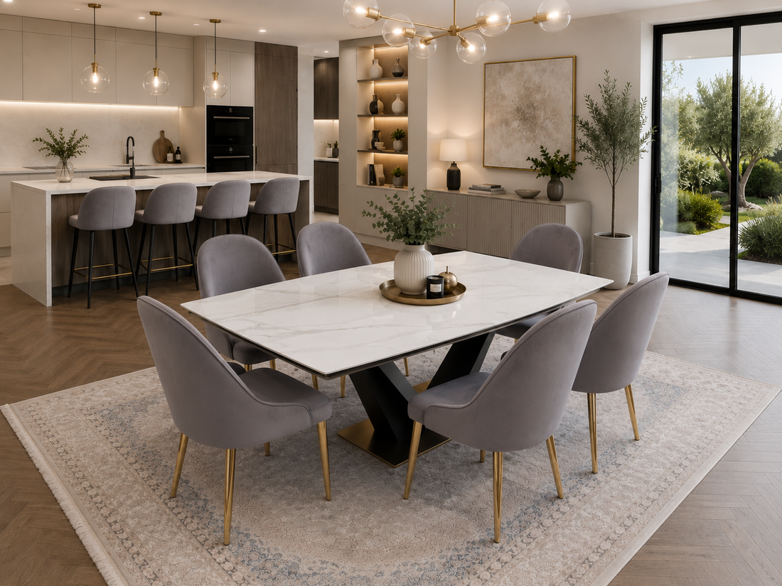 CLARA DINING TABLE SET - GOLD