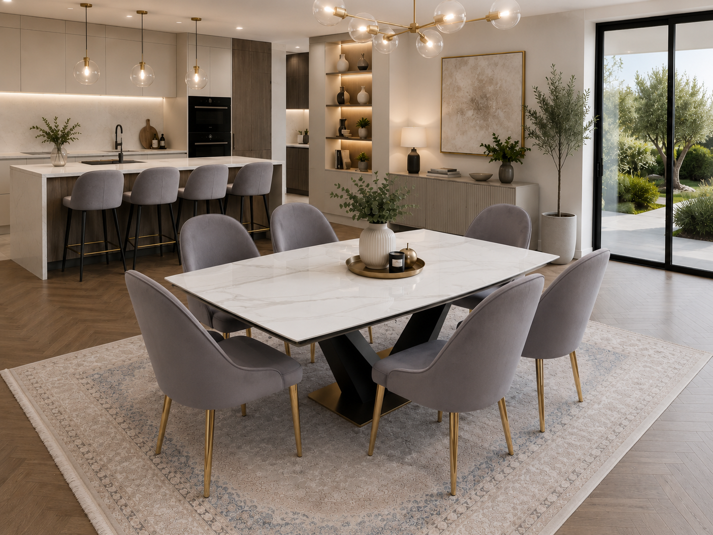 CLARA DINING TABLE SET - GOLD