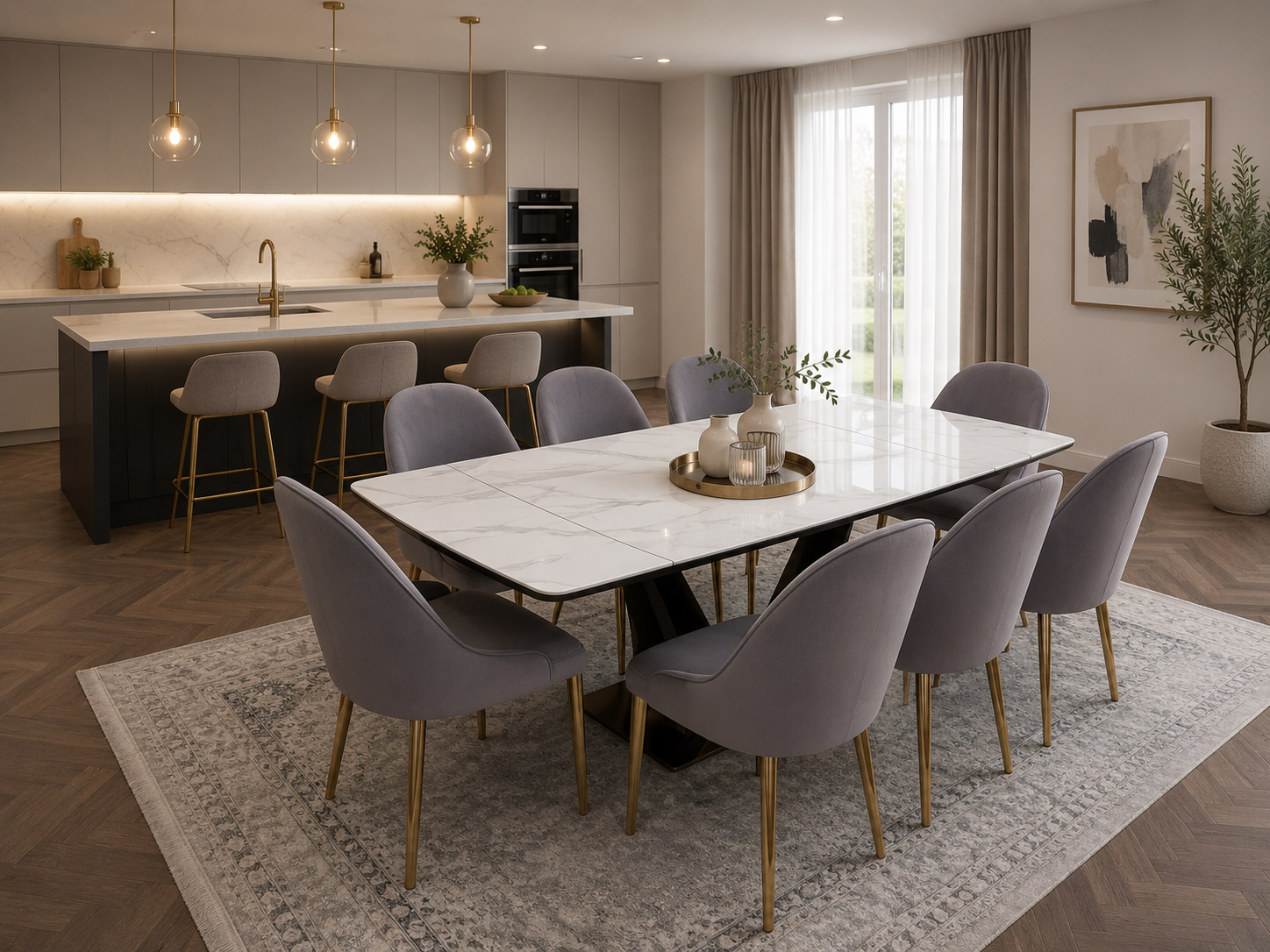 CLARA DINING TABLE SET - GOLD
