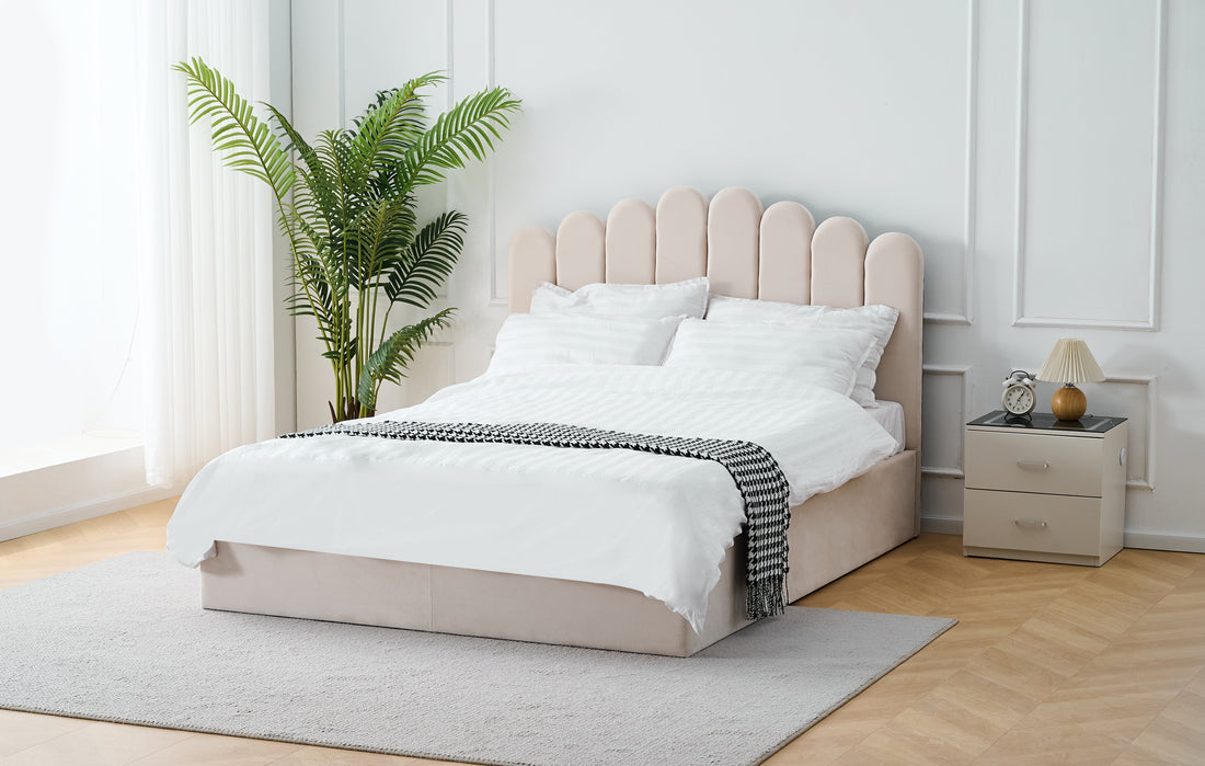 Q&P Furniture Crown Bed with Storage,
Crown bed with storage solutions,
Luxury bed with built-in storage,
Space-saving storage bed,
Elegant storage bed for modern bedrooms