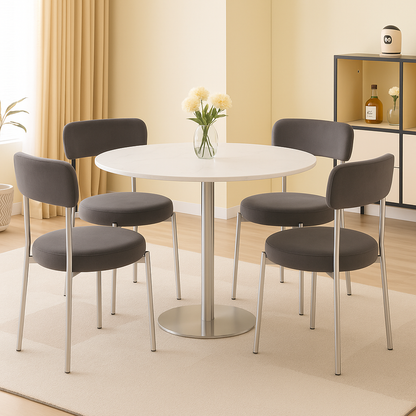 LUXE DINING Set-VELVET-DARK GREY-SILVER