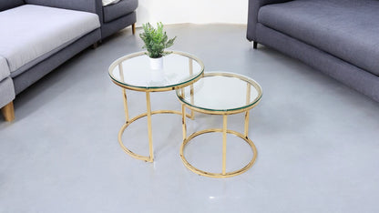 Light Gray HALO COFFE TABLE SET-GLASS