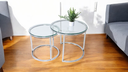 HALO COFFE TABLE SET-GLASS SILVER