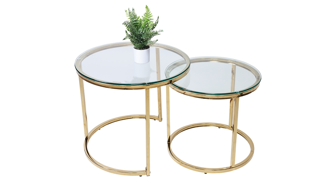 HALO COFFE TABL SET- GLASS GOLD