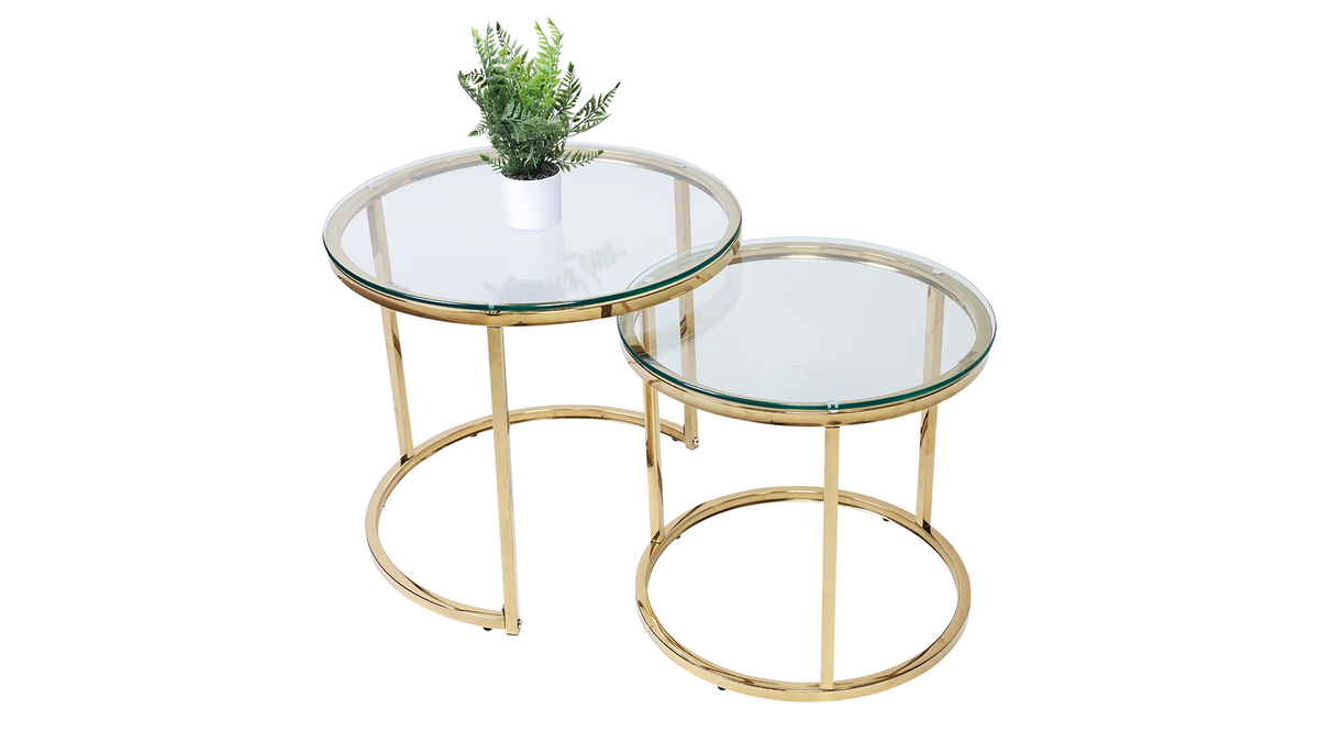 White Smoke HALO COFFE TABLE SET-GLASS