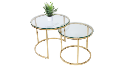 White Smoke HALO COFFE TABLE SET-GLASS