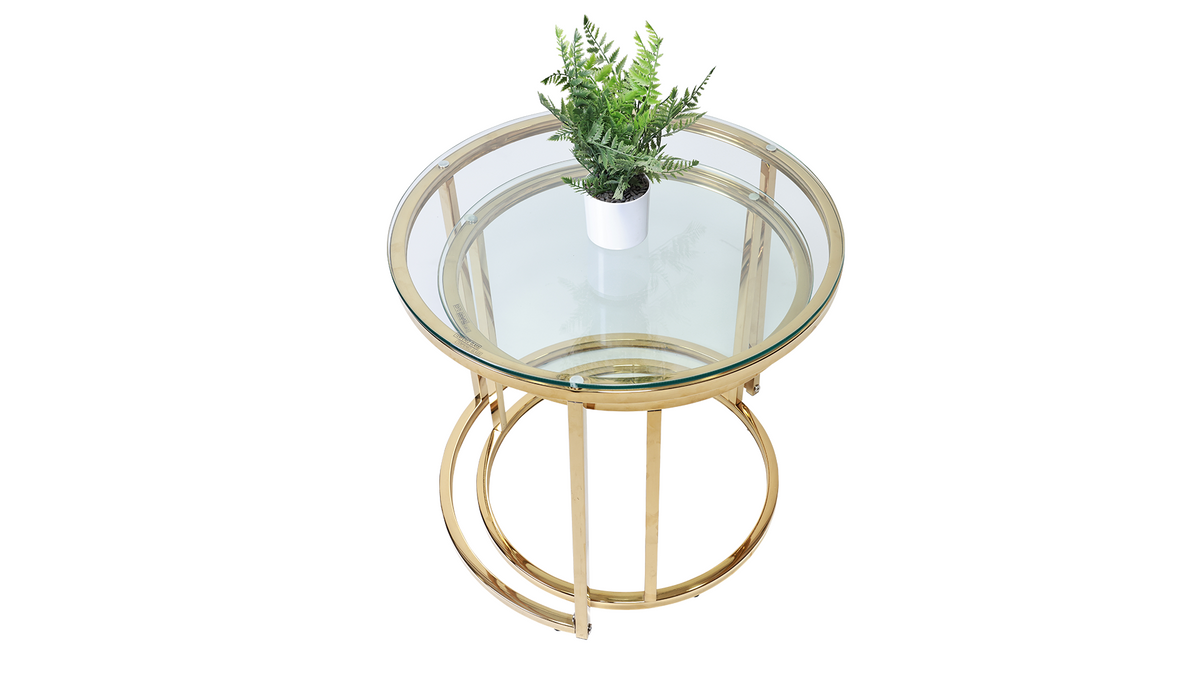White Smoke HALO COFFE TABLE SET-GLASS