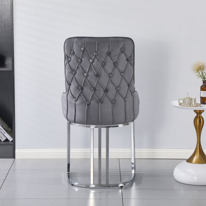Q&amp;P Furniture Lumia extendable dining table set featuring a grey chrome finish and sleek design, shown in a modern dining room setting.