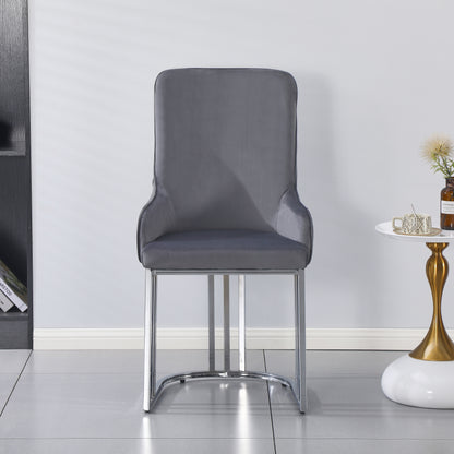 Q&amp;P Furniture Lumia extendable dining table set with grey chrome finish, showing the sleek, modern table with extended leaves.