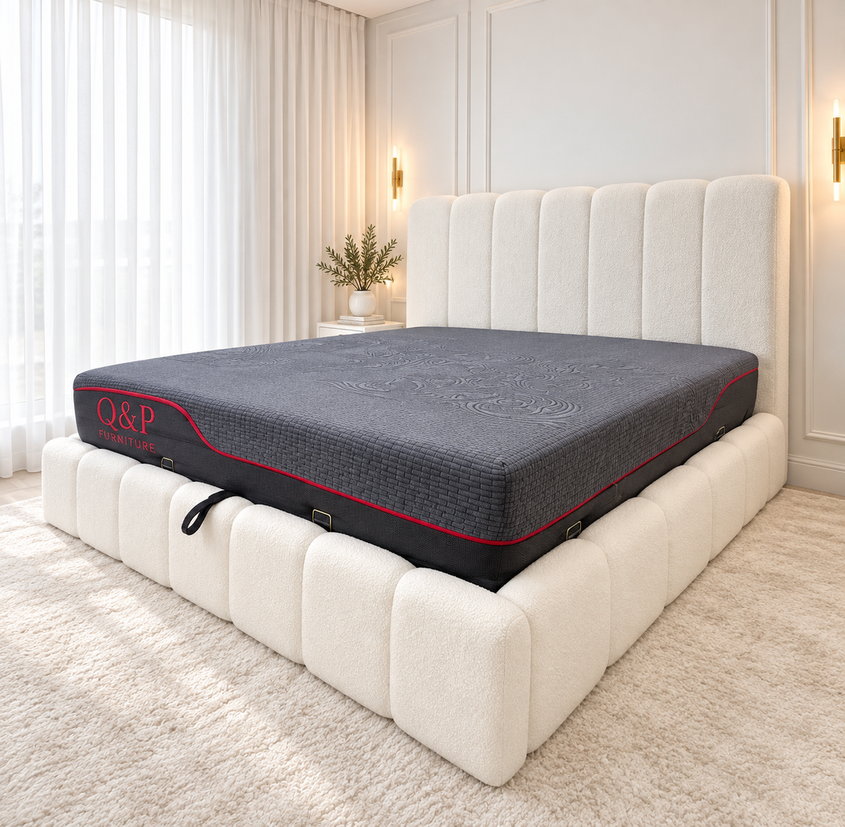 Cloud Boucle Upholstered Storage Bed