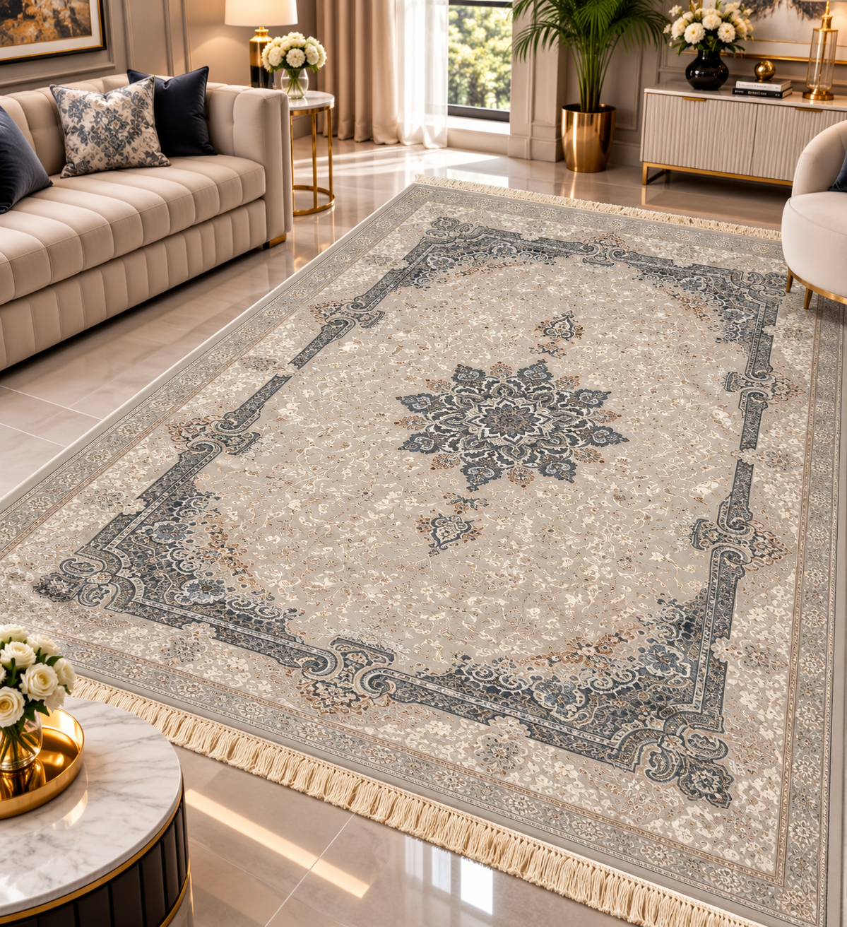 Roshan Persian Rug – Luxury Classic Medallion Design | QPF 111