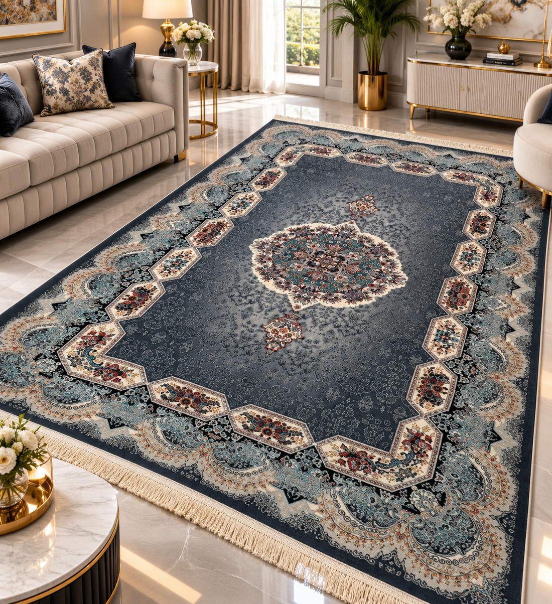 Soraya Persian Rug – Elegant Luxury Medallion Design | QRF 108