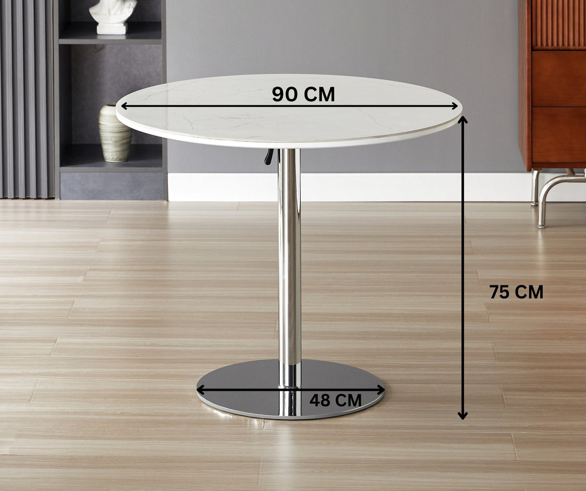 Dark Gray Luxe Folding Round Dining Table – Silver Chrome, Gold Chrome &amp; Matt Black