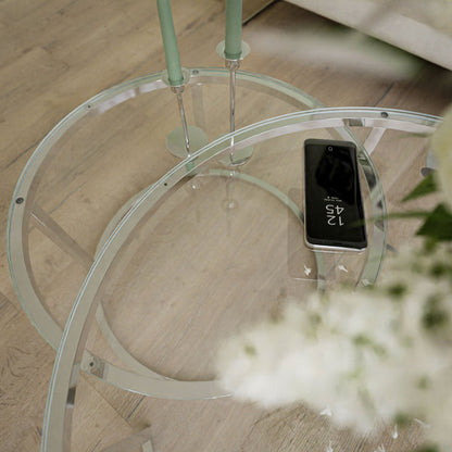 NOVA COFFE TABLE-SILVER GLASS