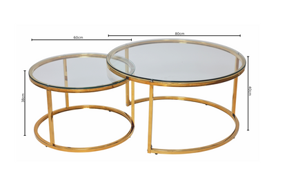 Nova coffee table - GOLD -Glass