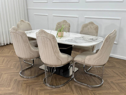 King Marble Dining Table Oval