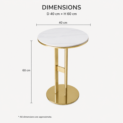 LINEA Round Sintered Stone Side Table with Stainless Steel Base