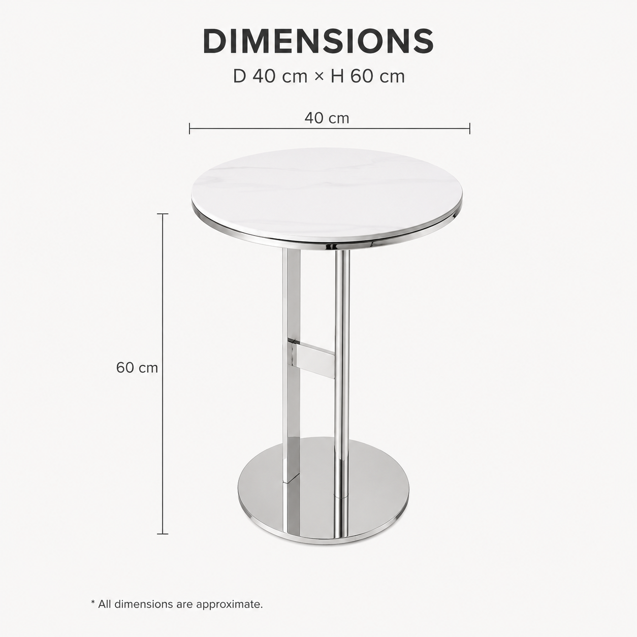 LINEA Round Sintered Stone Side Table with Stainless Steel Base