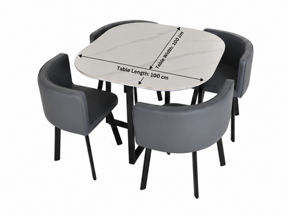 White Smoke Oliver Nesting Dining Table set Square