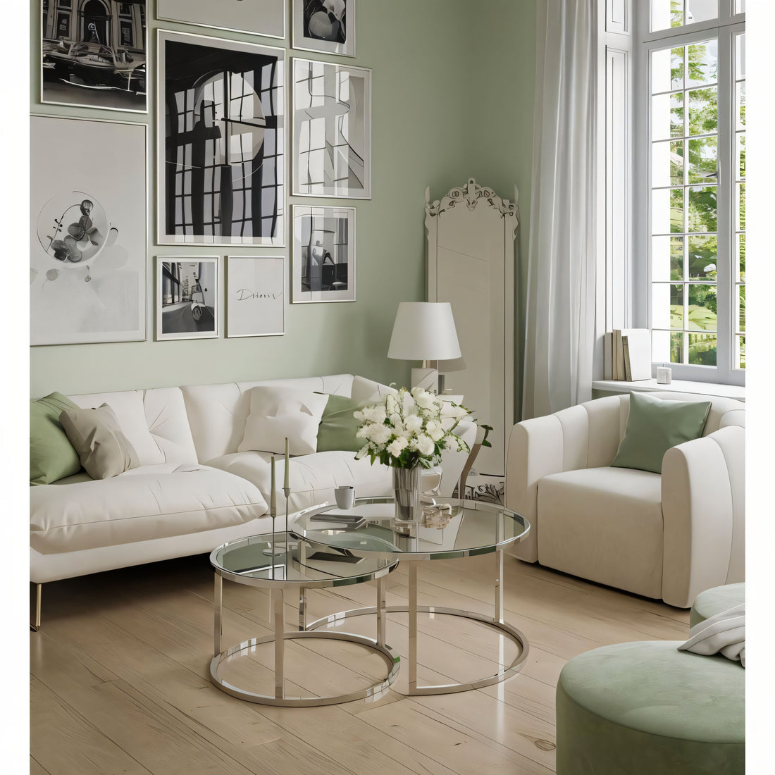 NOVA COFFE TABLE-SILVER GLASS