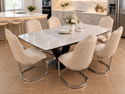 Lumia Luxury Extendable Dining Table Set with King Chairs