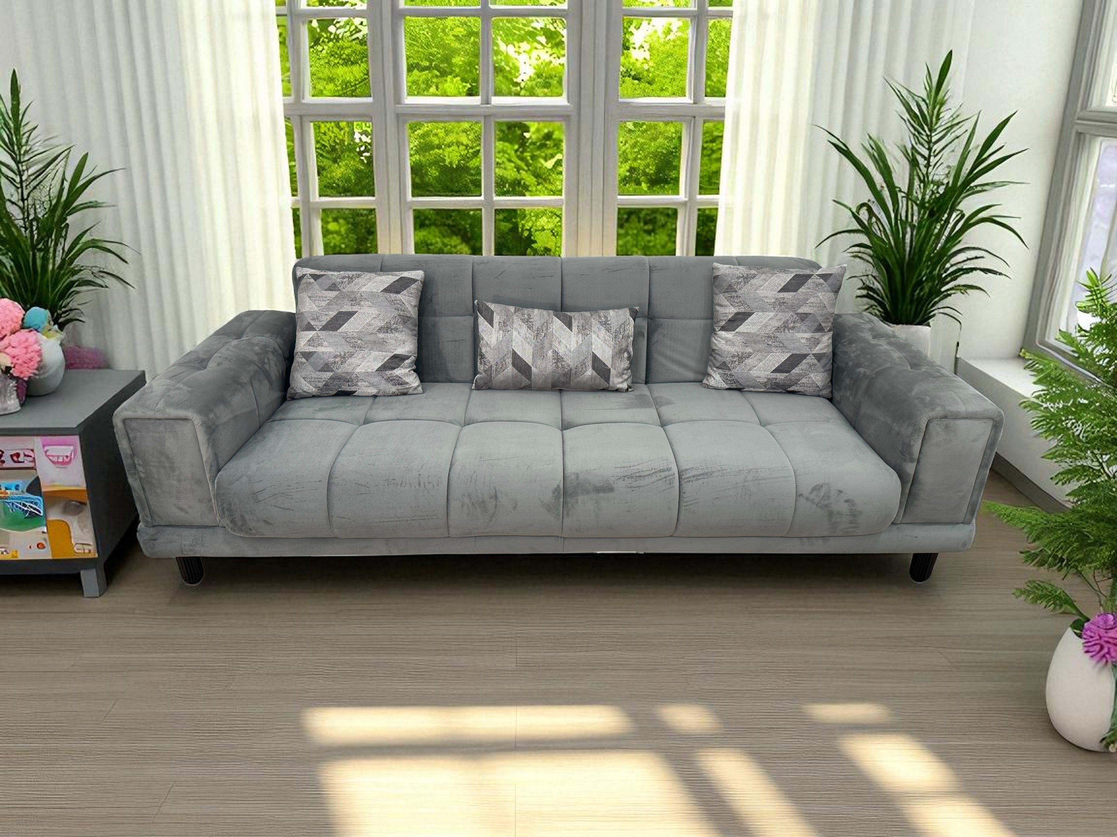 FLORA SOFA SET-VELVET/COTTON