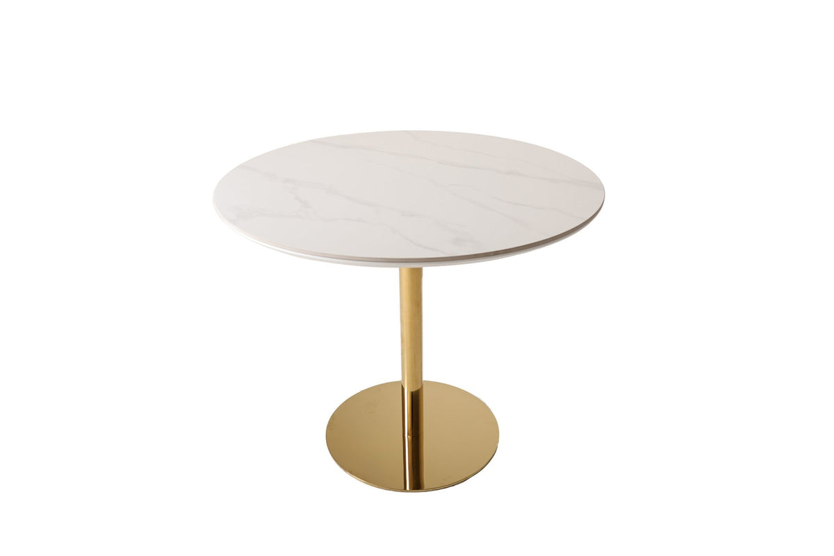 White Smoke Luxe Folding Round Dining Table – Silver Chrome, Gold Chrome &amp; Matt Black