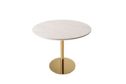 White Smoke Luxe Folding Round Dining Table – Silver Chrome, Gold Chrome &amp; Matt Black