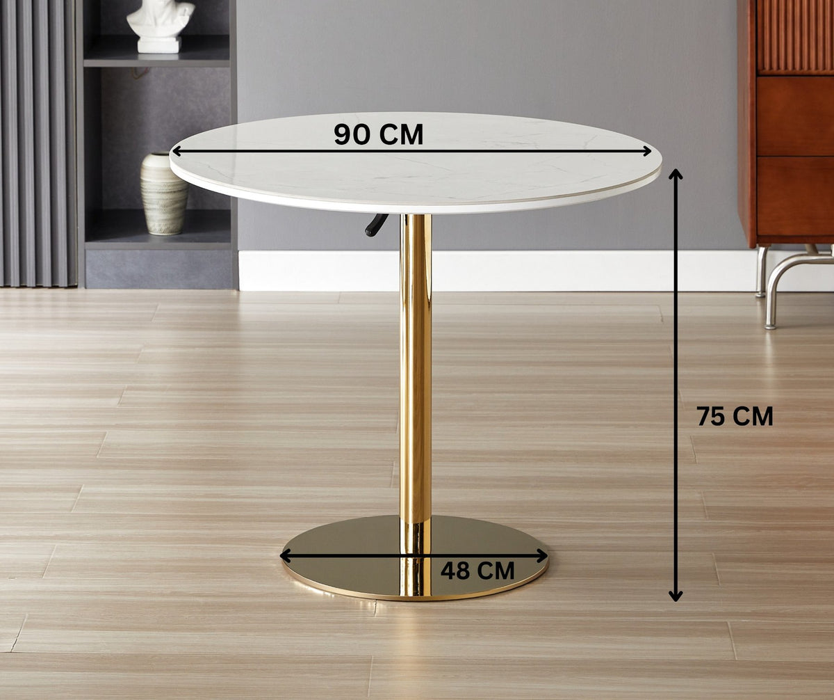 Rosy Brown Luxe Folding Round Dining Table – Silver Chrome, Gold Chrome &amp; Matt Black