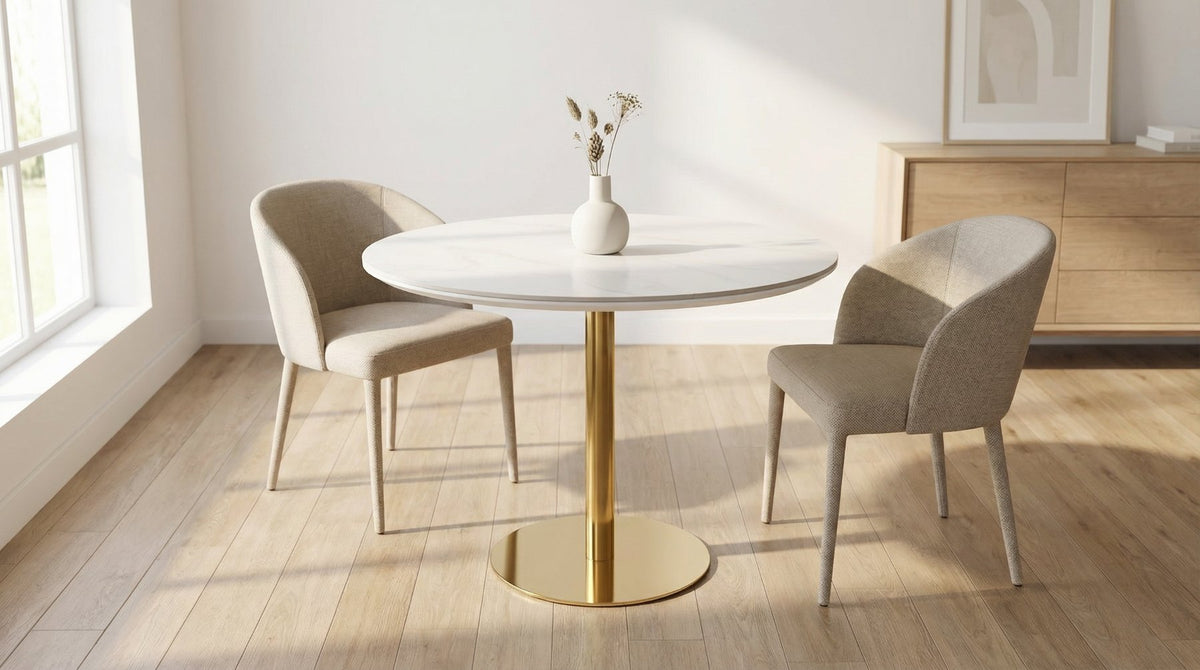 Dark Gray Luxe Folding Round Dining Table – Silver Chrome, Gold Chrome &amp; Matt Black