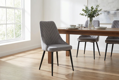 Rovella Luxury Marble-Effect Dining Set – 4 or 6 Grey Chairs