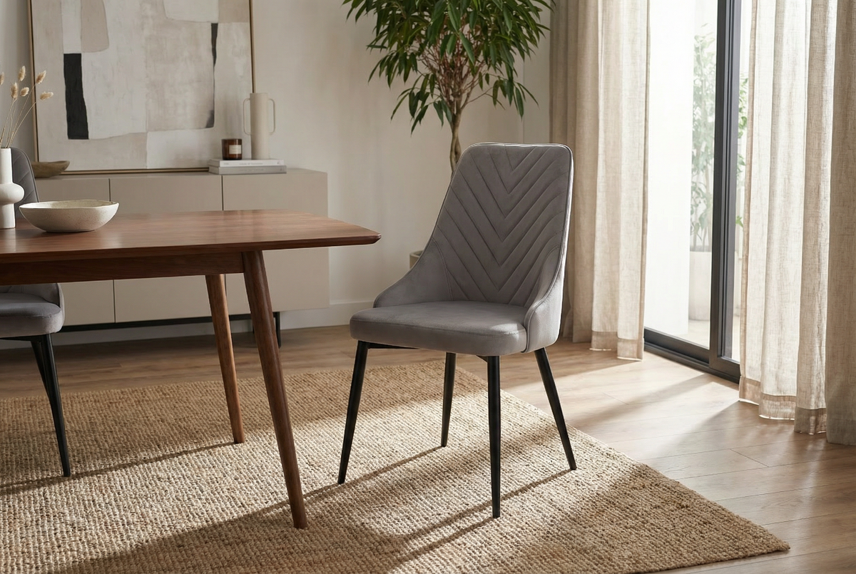 Bellaro Luxury Extendable Marble-Effect Dining Set – 6 or 8 Grey Chairs