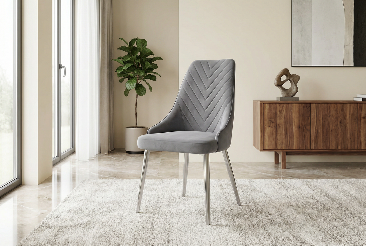 Roma Luxury Extendable Grey Marble-Effect Dining Table Set with 6 or 8 Grey Chairs